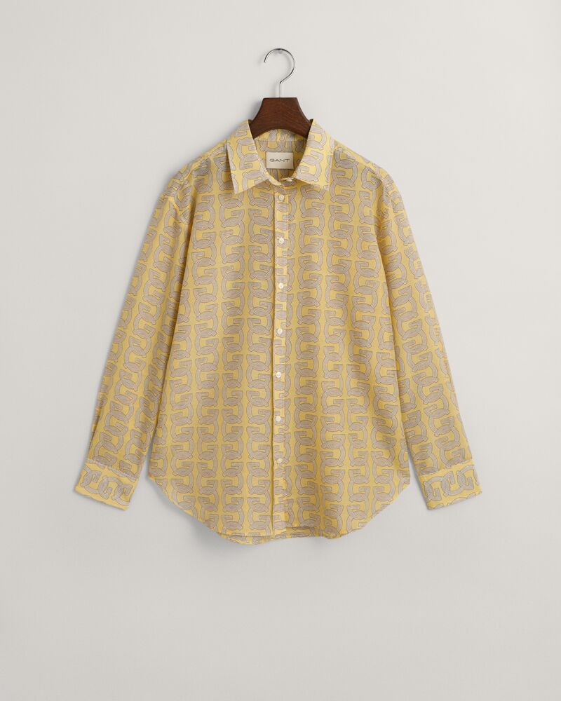 Relaxed Fit G Patterned Cotton Silk Shirt Dusty Yellow / 32