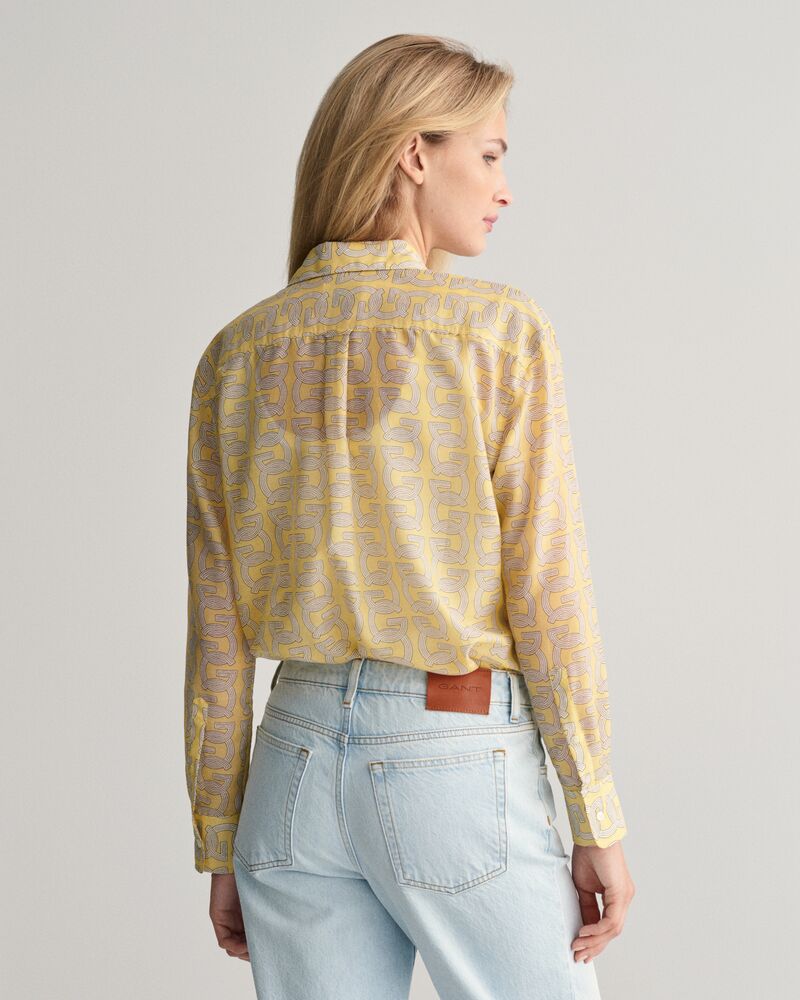 Relaxed Fit G Patterned Cotton Silk Shirt Dusty Yellow / 32