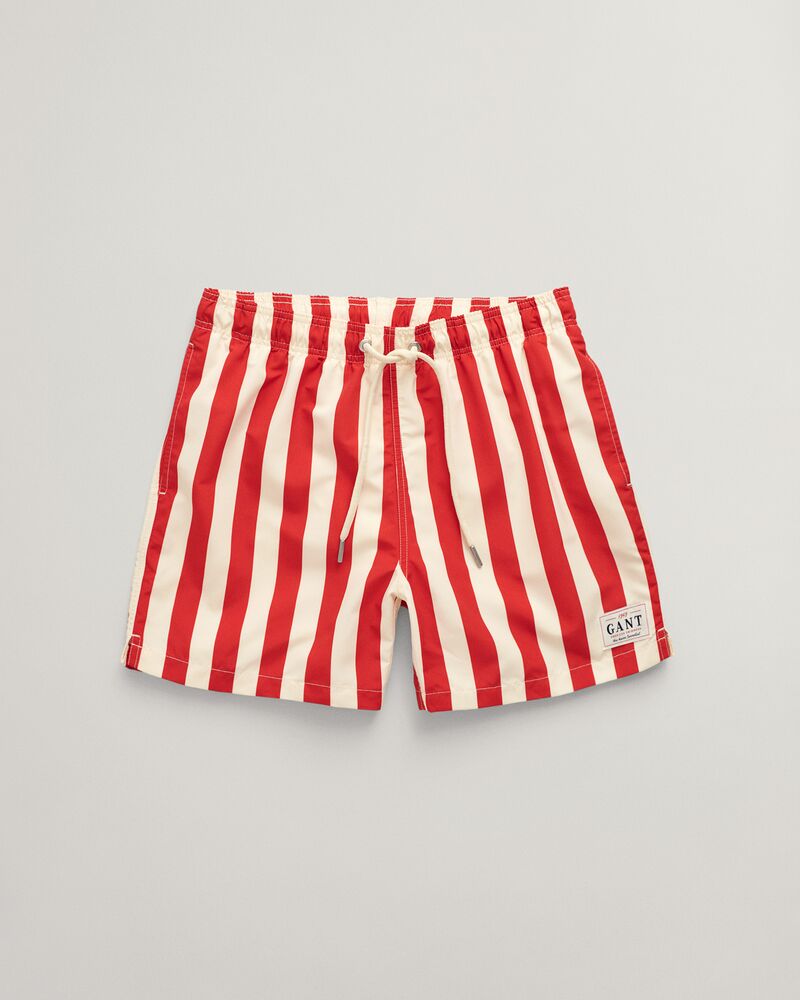 Swim Shorts Block Stripe Bright Red / S