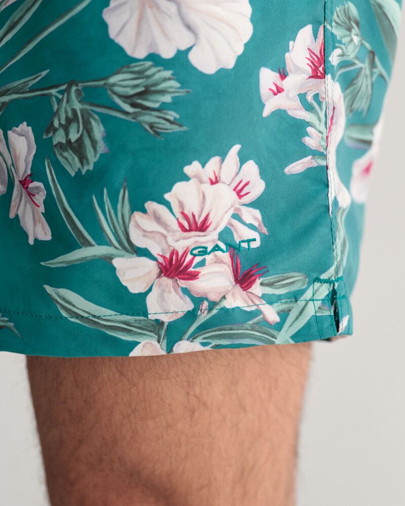 Oleander Print Swim Shorts Ocean Turquoise / S