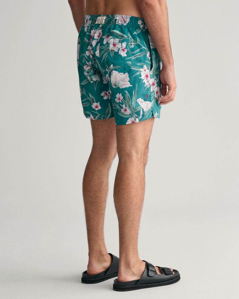 Oleander Print Swim Shorts Ocean Turquoise / S