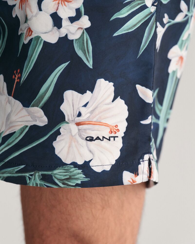 Oleander Print Swim Shorts Evening Blue / S