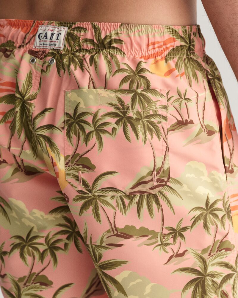 Hawaii Print Swim Shorts Peachy Pink / S