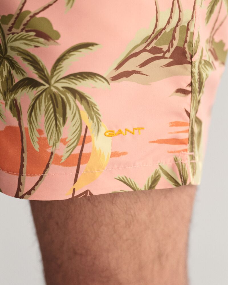 Hawaii Print Swim Shorts Peachy Pink / S