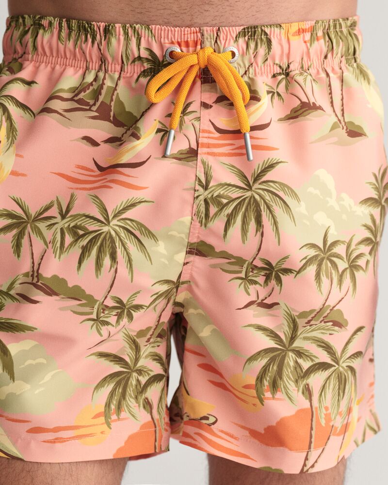 Hawaii Print Swim Shorts Peachy Pink / S