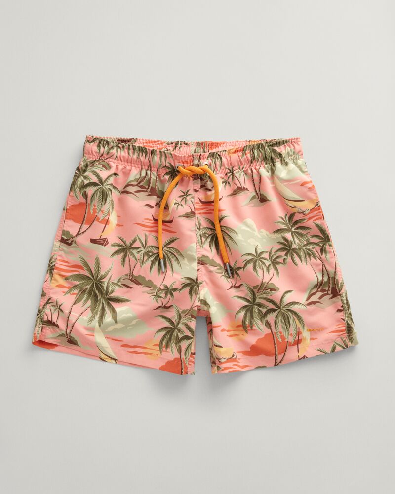 Hawaii Print Swim Shorts Peachy Pink / S