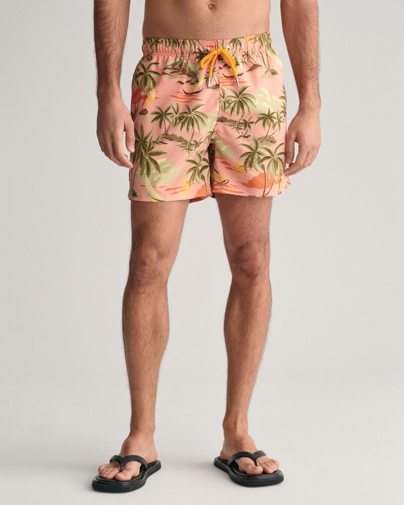 Hawaii Print Swim Shorts Peachy Pink / S