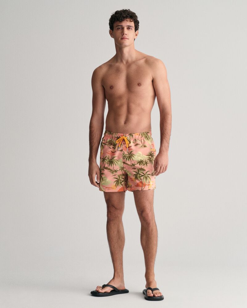 Hawaii Print Swim Shorts Peachy Pink / S