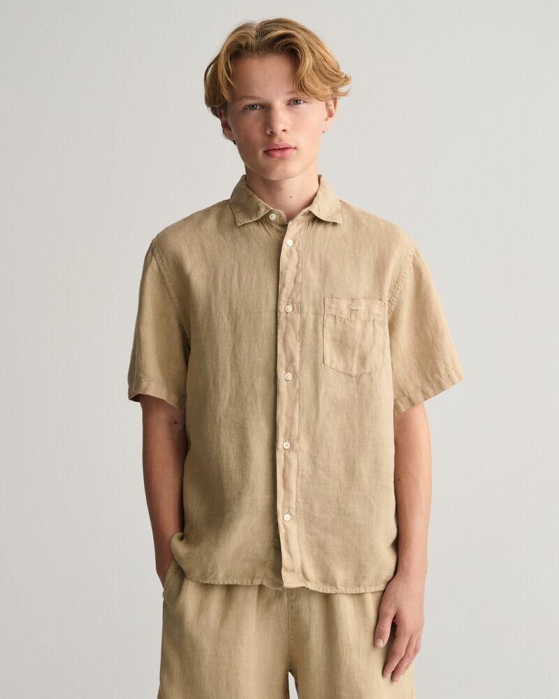 Teens Linen Short Sleeve Shirt '134/140 / DRY SAND