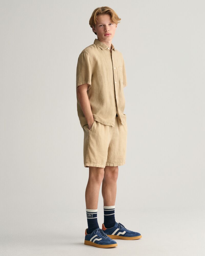 Teens Linen Short Sleeve Shirt '134/140 / DRY SAND