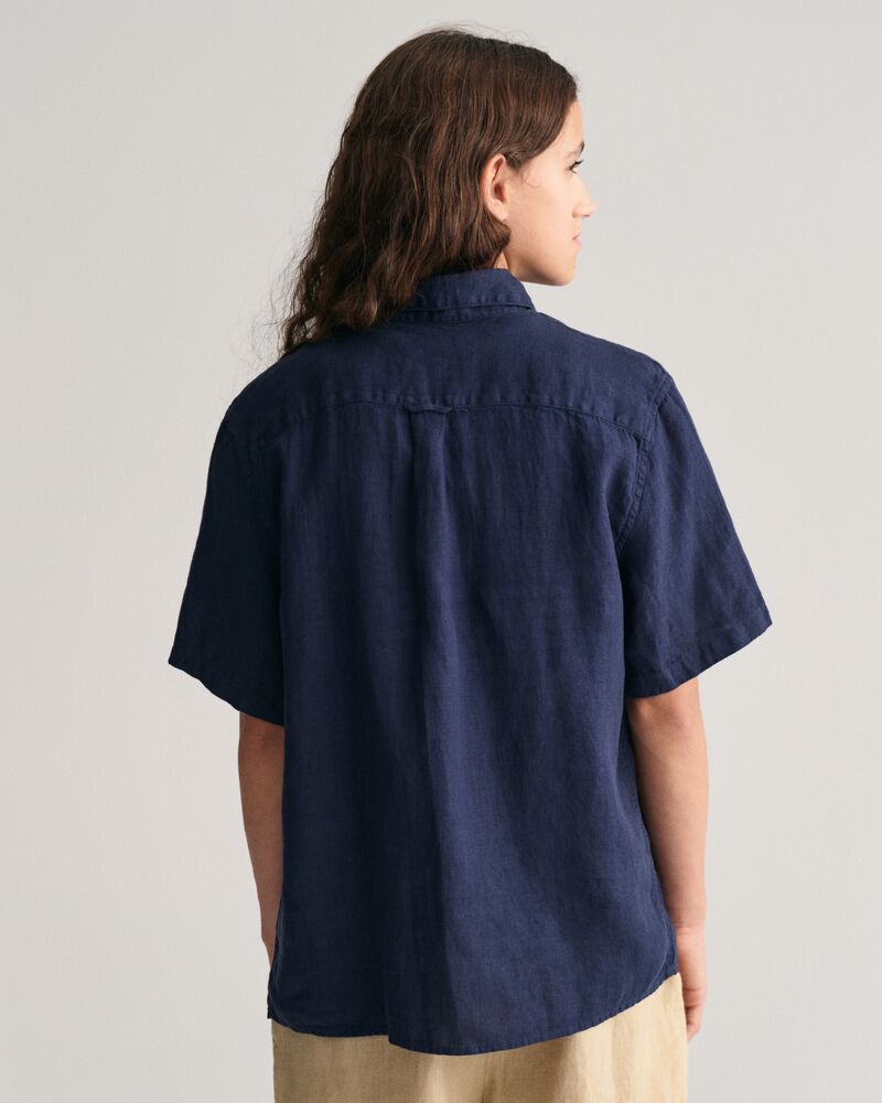 Teens Linen Short Sleeve Shirt '134/140 / MARINE