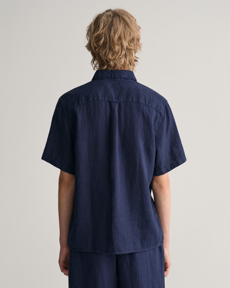 Teens Linen Short Sleeve Shirt '134/140 / MARINE