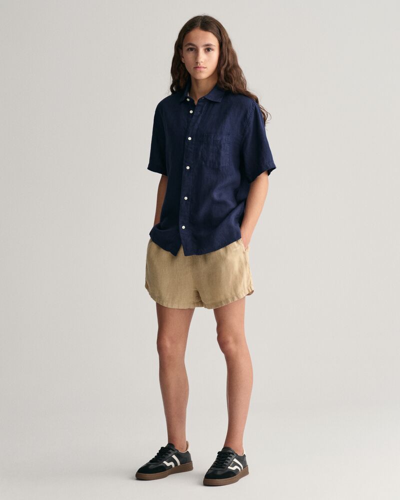 Teens Linen Short Sleeve Shirt '134/140 / MARINE