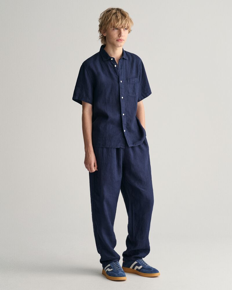 Teens Linen Short Sleeve Shirt '134/140 / MARINE