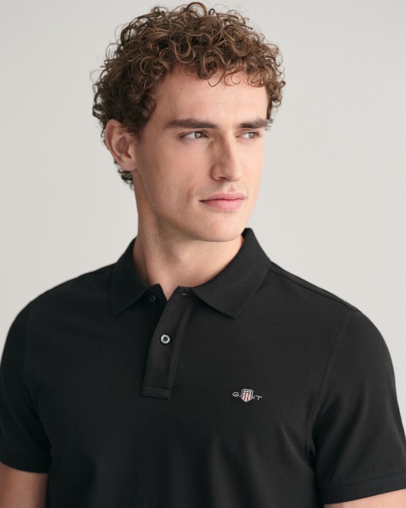 Regular Fit Shield Piqué Polo Shirt Black / S