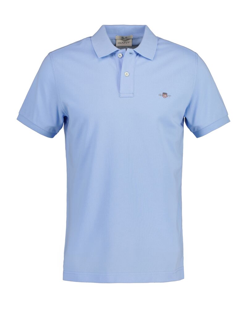 Slim Fit Shield Piqué Polo Shirt Capri Blue / S