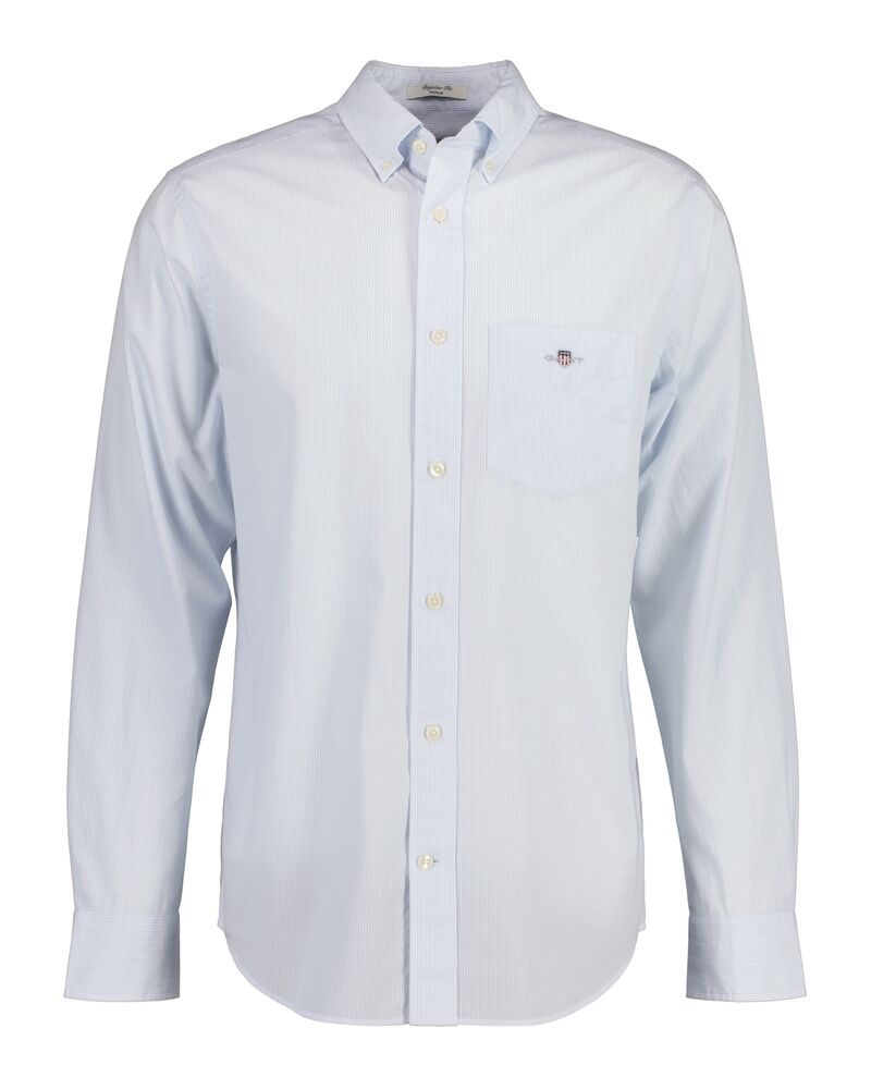 Regular Fit  Classic Short Sleeve  Banker Stripe Poplin Shirt