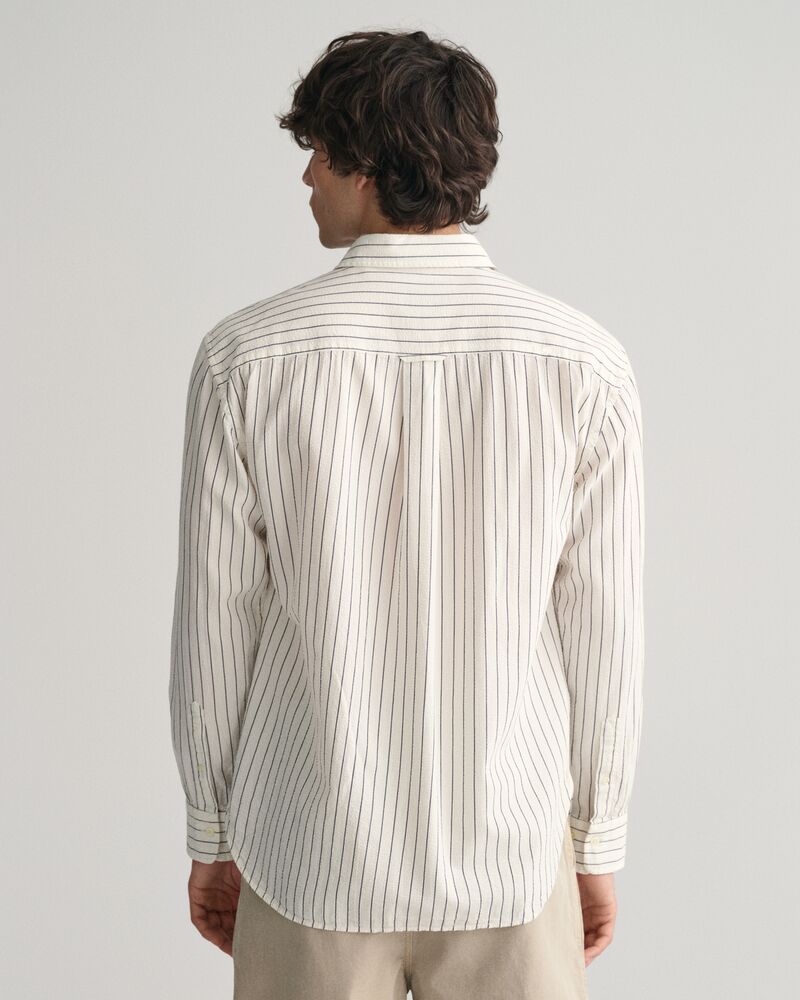 Relaxed Fit Pinstriped Seersucker Shirt Eggshell / S