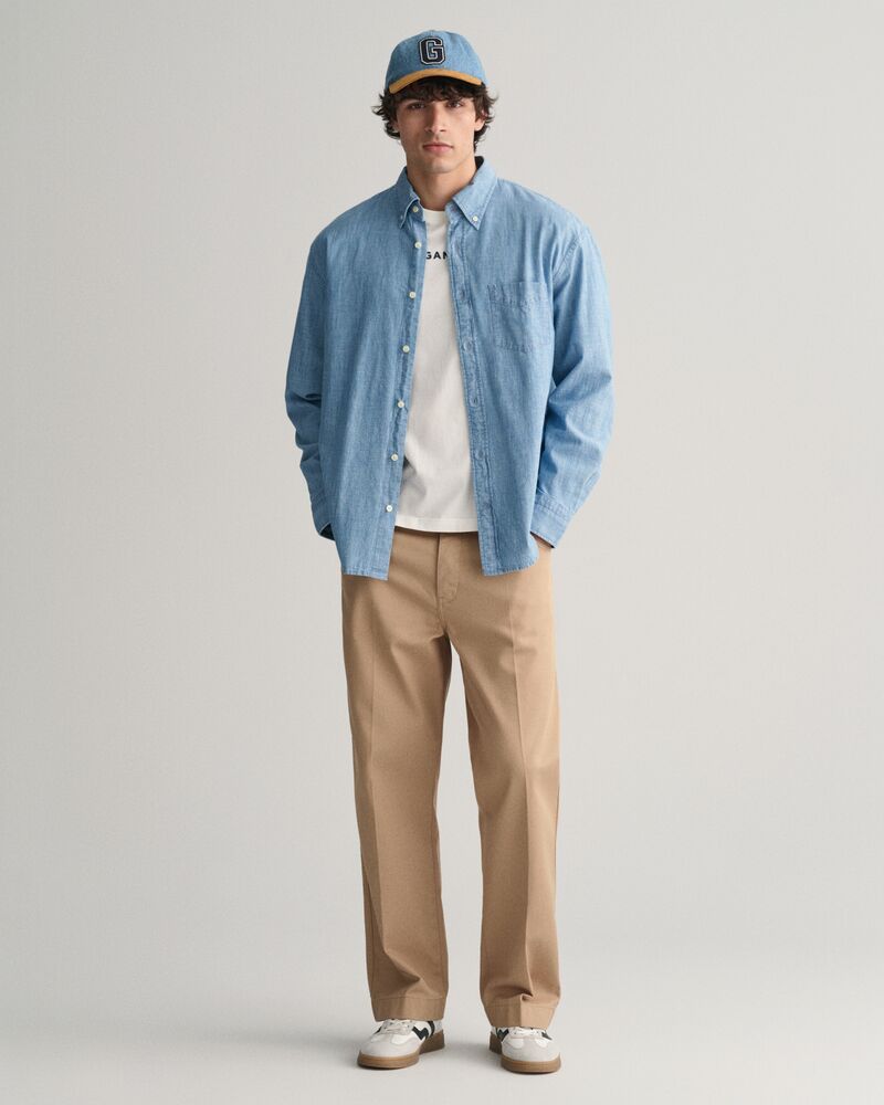 Relaxed Fit Chambray Shirt Light Blue / S