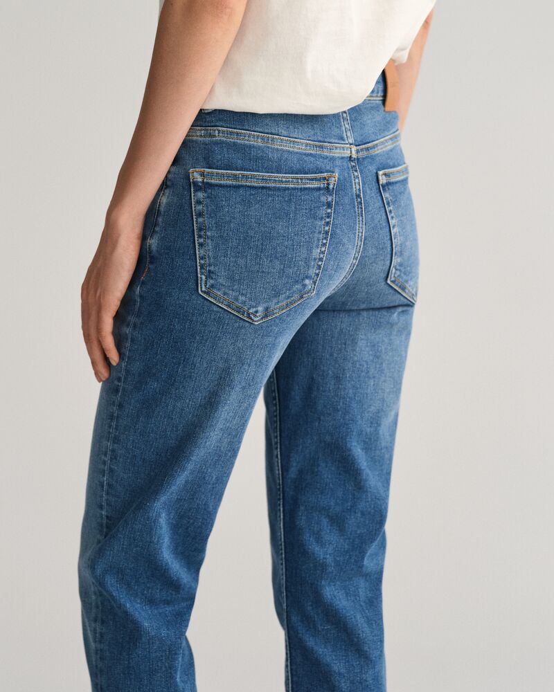 Slim Fit Cropped Jeans Mid Blue Worn In / 27