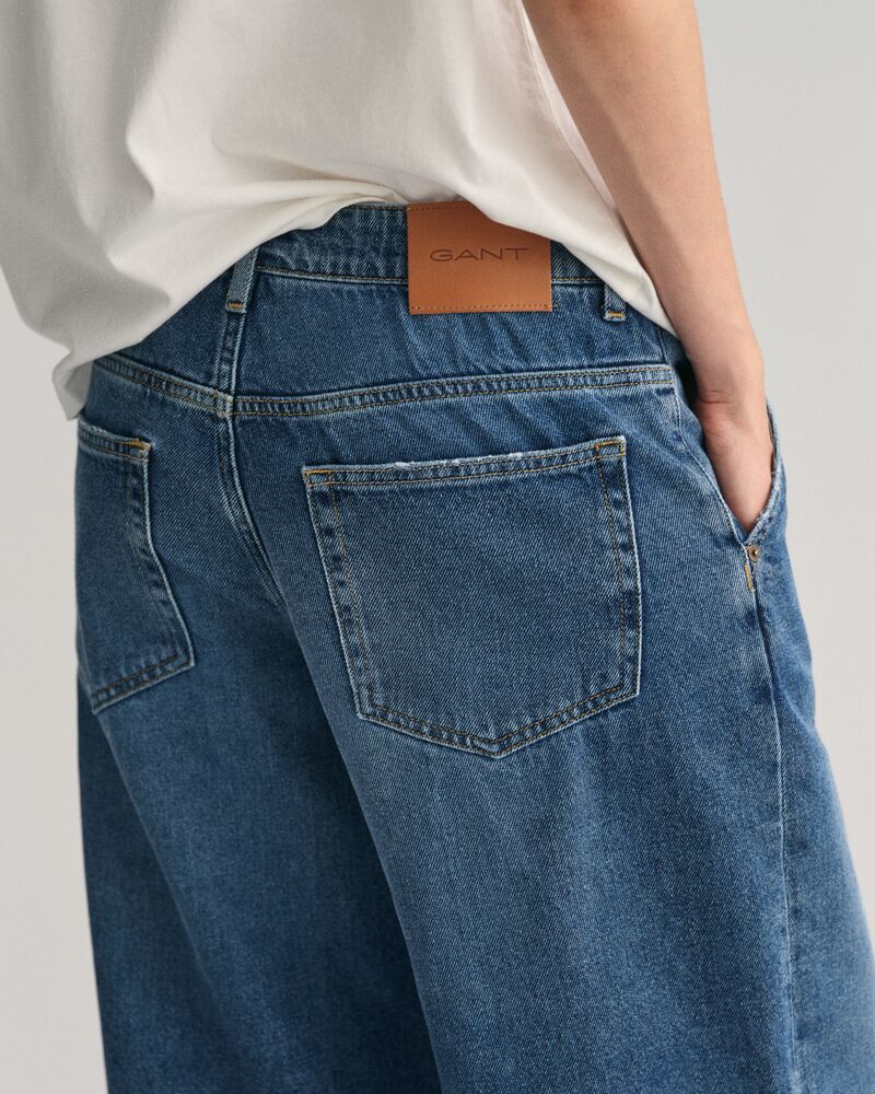 Low-Waisted Wide Leg Jeans Mid Blue Vintage / 29