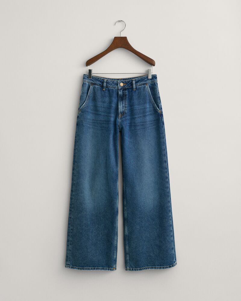 Low-Waisted Wide Leg Jeans Mid Blue Vintage / 29