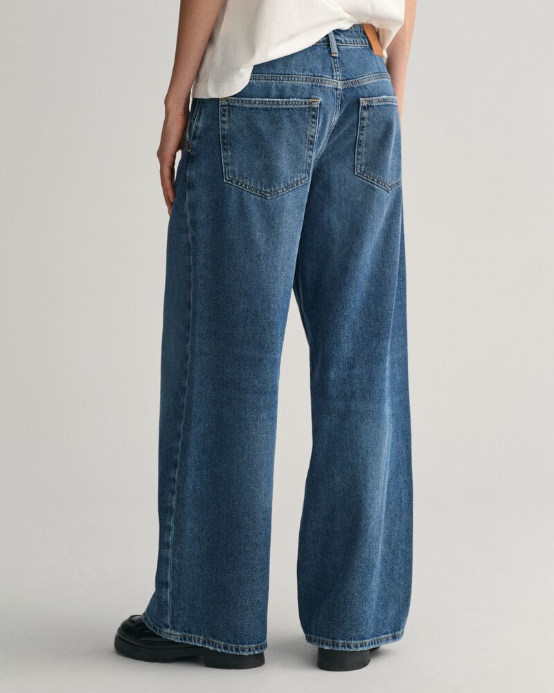 Low-Waisted Wide Leg Jeans Mid Blue Vintage / 29