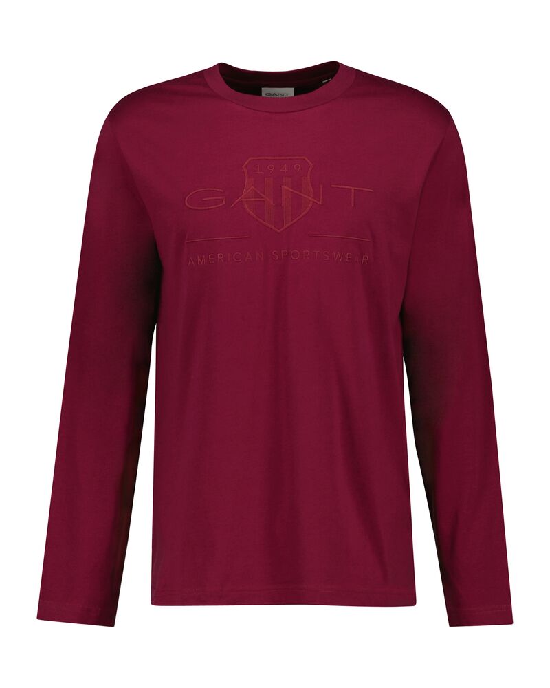 Regular Fit Tonal Shield Long Sleeve T-Shirt Rich Wine / S