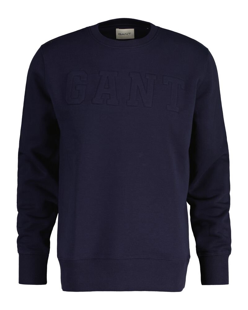 Embossed Crew Neck Sweatshirt Evening Blue / M