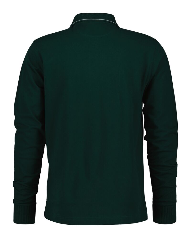 Textured Collar Long Sleeve Polo Shirt Tartan Green / M