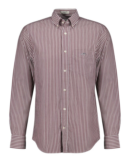 Regular Fit Striped Poplin Shirt Wine Red / S