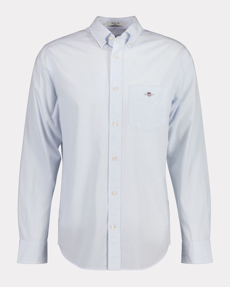 Regular Fit  Classic Short Sleeve  Banker Stripe Poplin Shirt