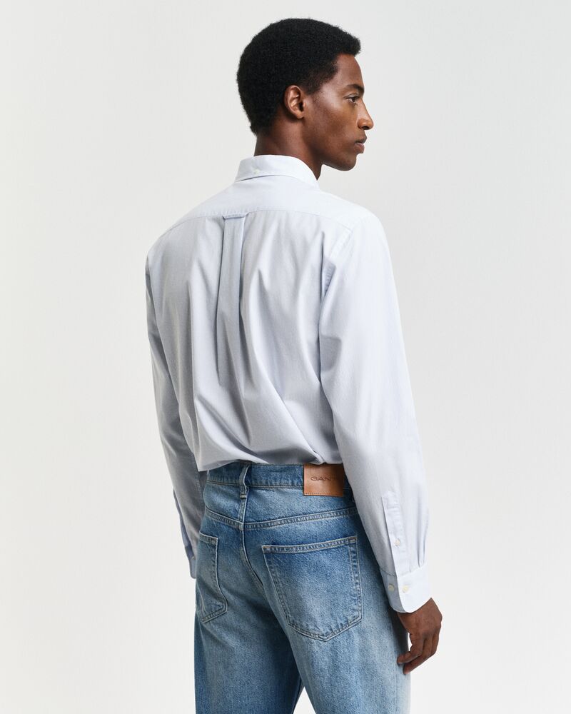 Regular Fit  Classic Short Sleeve  Banker Stripe Poplin Shirt