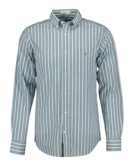 Regular Fit Striped Poplin Shirt Deep Forest Green / S