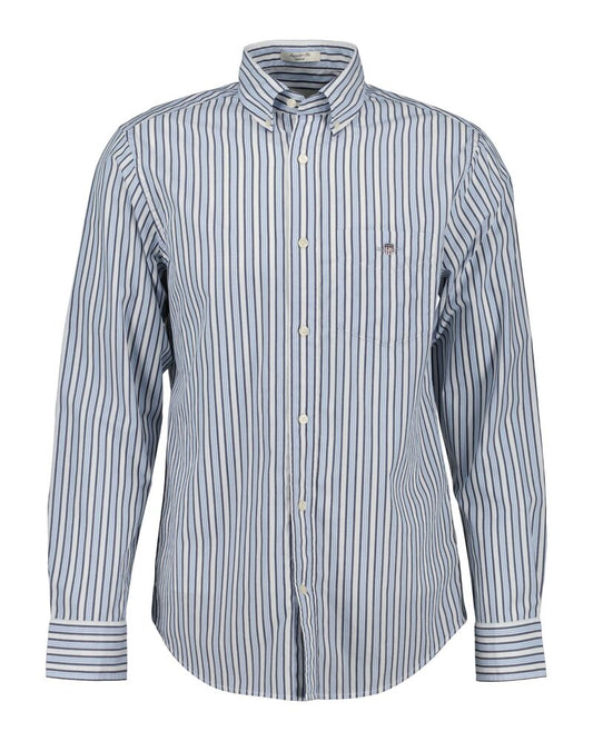 Regular Fit Striped Poplin Shirt Clear Sky / S