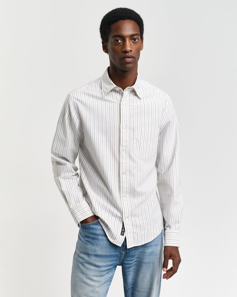 Gant Regular Fit Oxford Stripe Shirt Eggshell / S