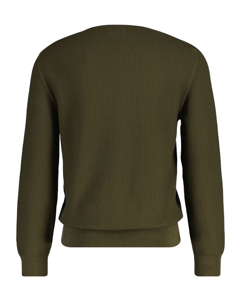 Micro Textured Cotton Crew Neck Sweater Juniper Green / M