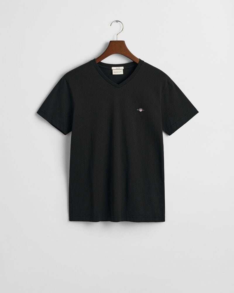 Slim Fit Shield V-Neck T-Shirt Black / S