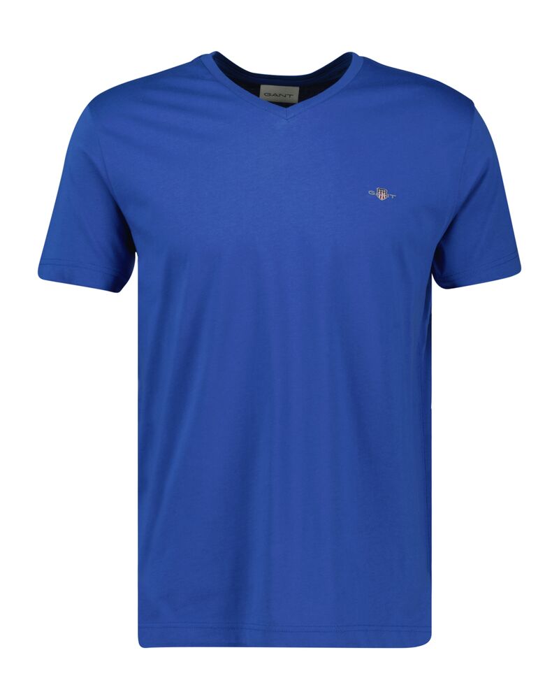 Slim Fit Shield V-Neck T-Shirt Rich Blue / S