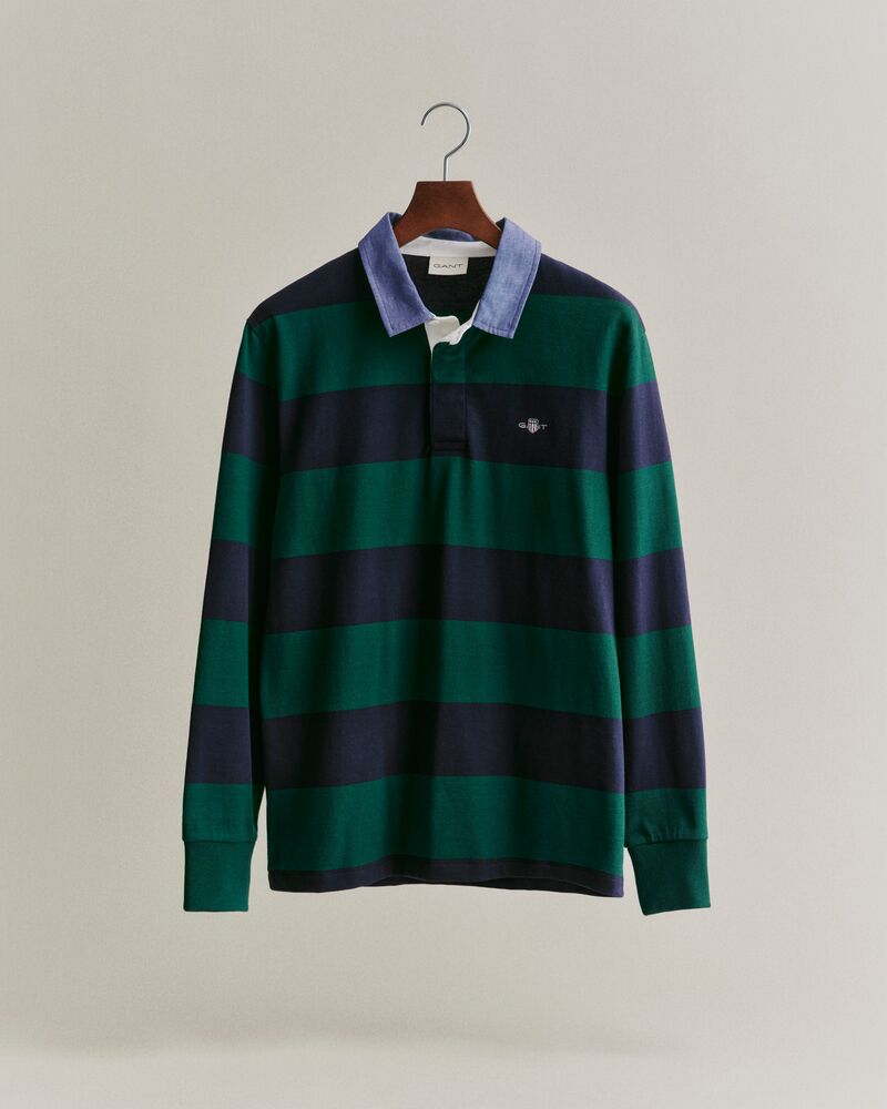 Striped Chambray Heavy Rugger Deep Forest Green / S