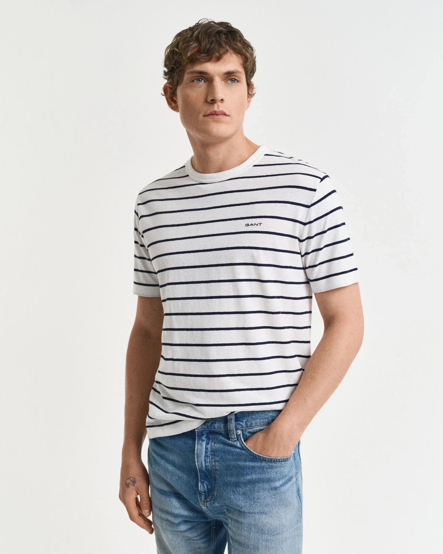 COTTON LINEN STRIPE SS T-SHIRT