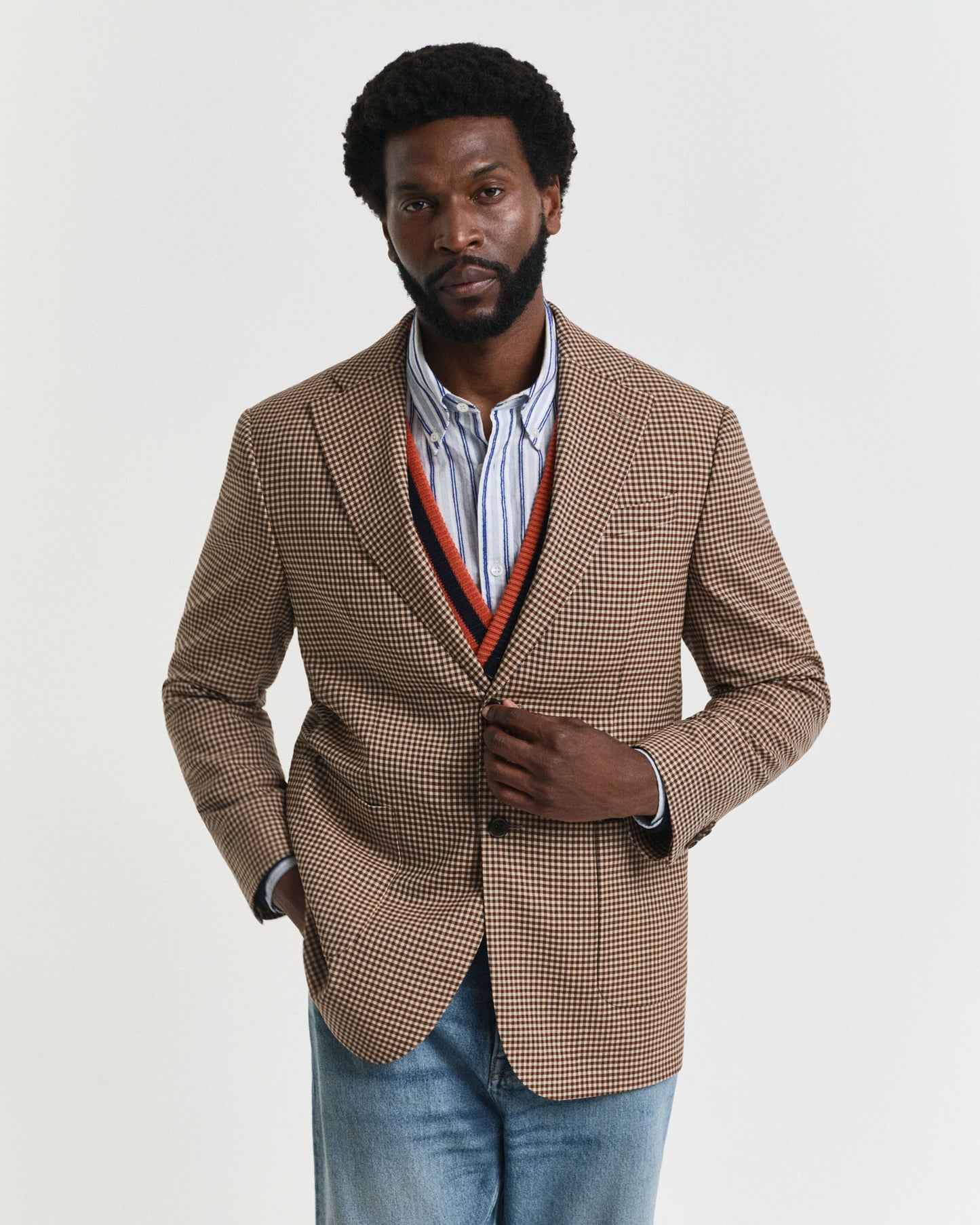 Relaxed Fit Gingham Check Blazer