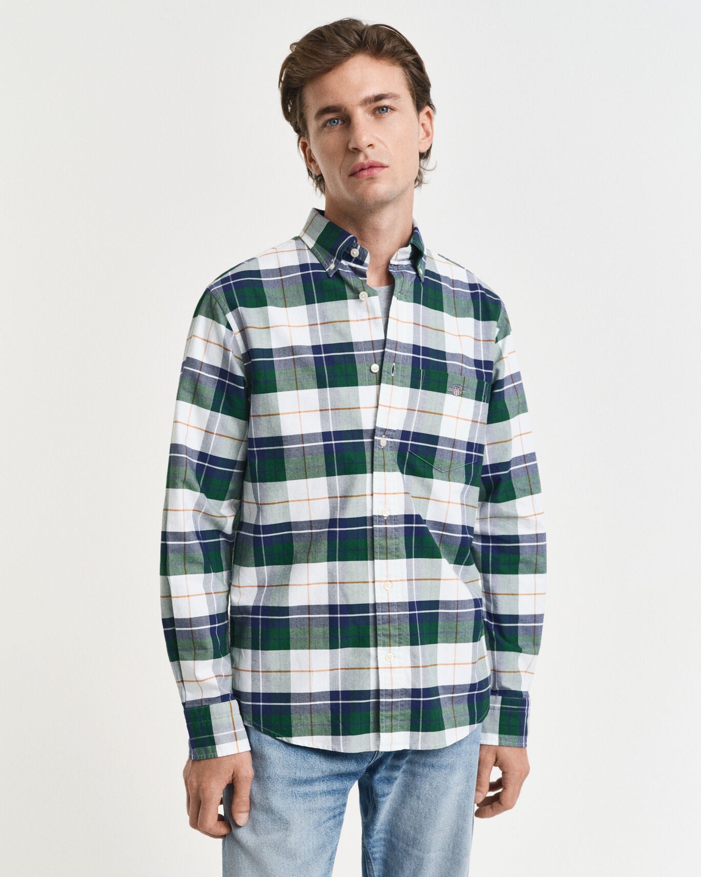 Regular Fit Checked  Classic Short Sleeve  Oxford Shirt