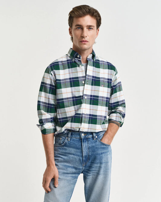 Regular Fit Checked  Classic Short Sleeve  Oxford Shirt