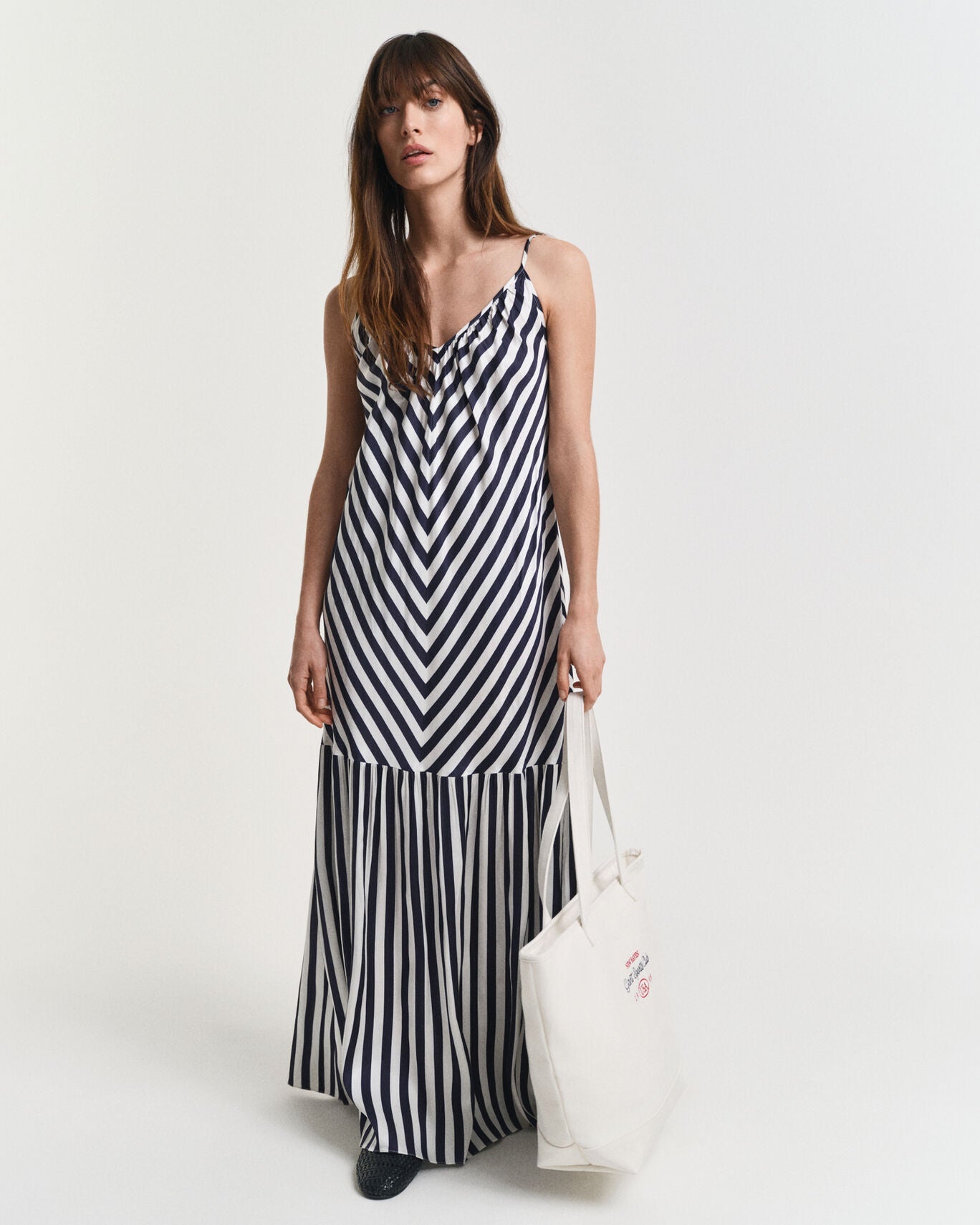Maxi Chevron Striped Strap Dress