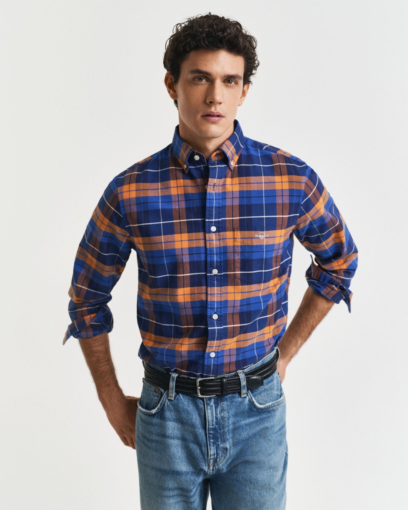 Regular Fit Checked  Classic Short Sleeve  Oxford Shirt