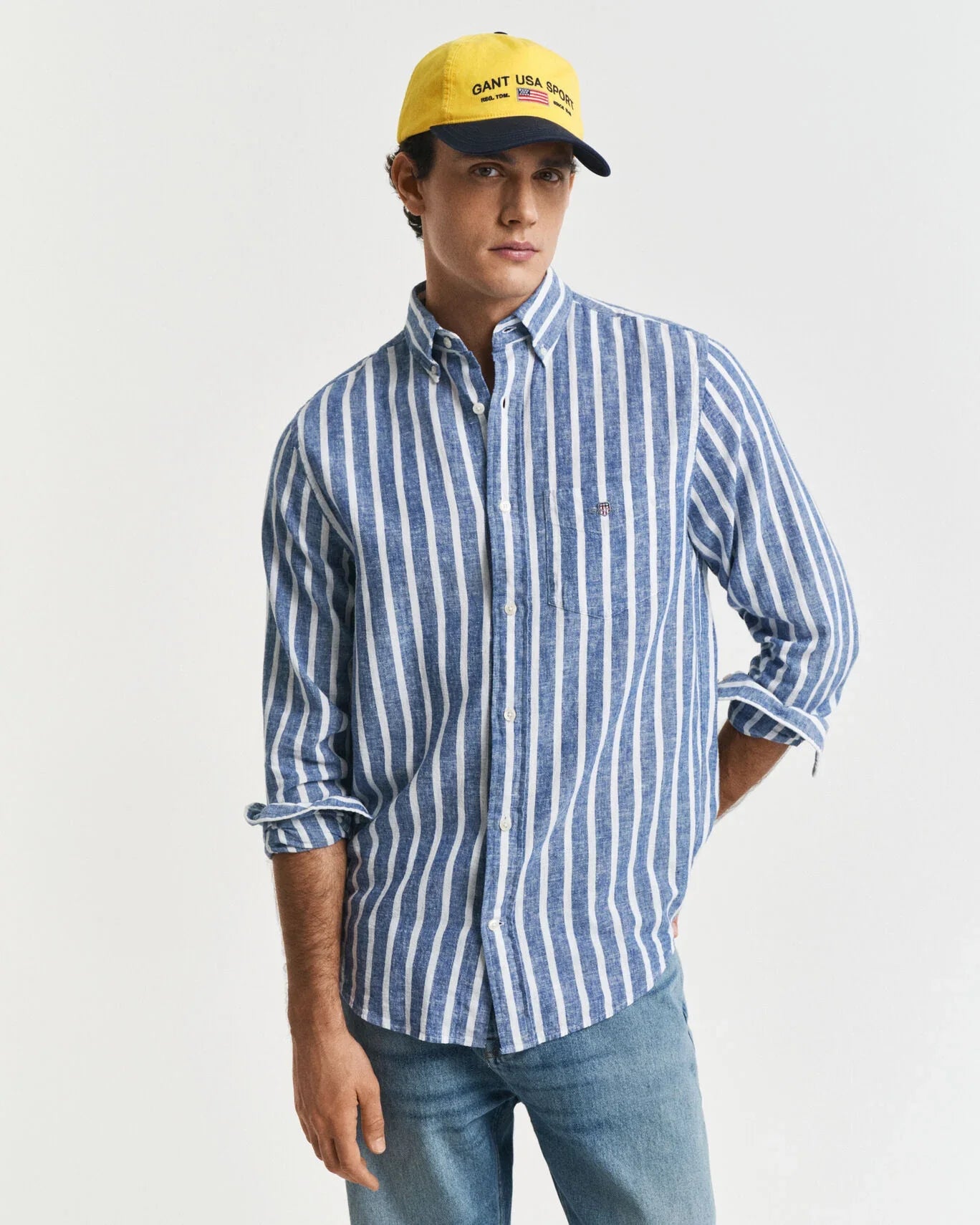 Regular Fit Striped Cotton Linen Shirt