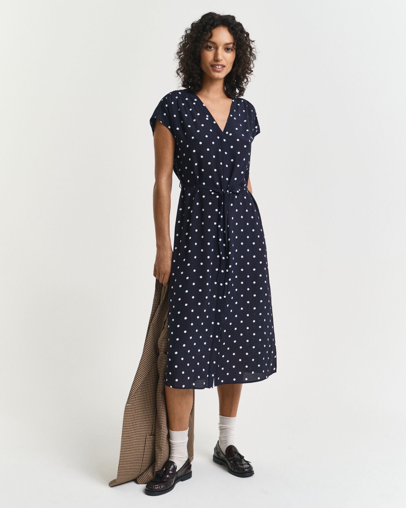 Relaxed Dot Print Caftan Dress