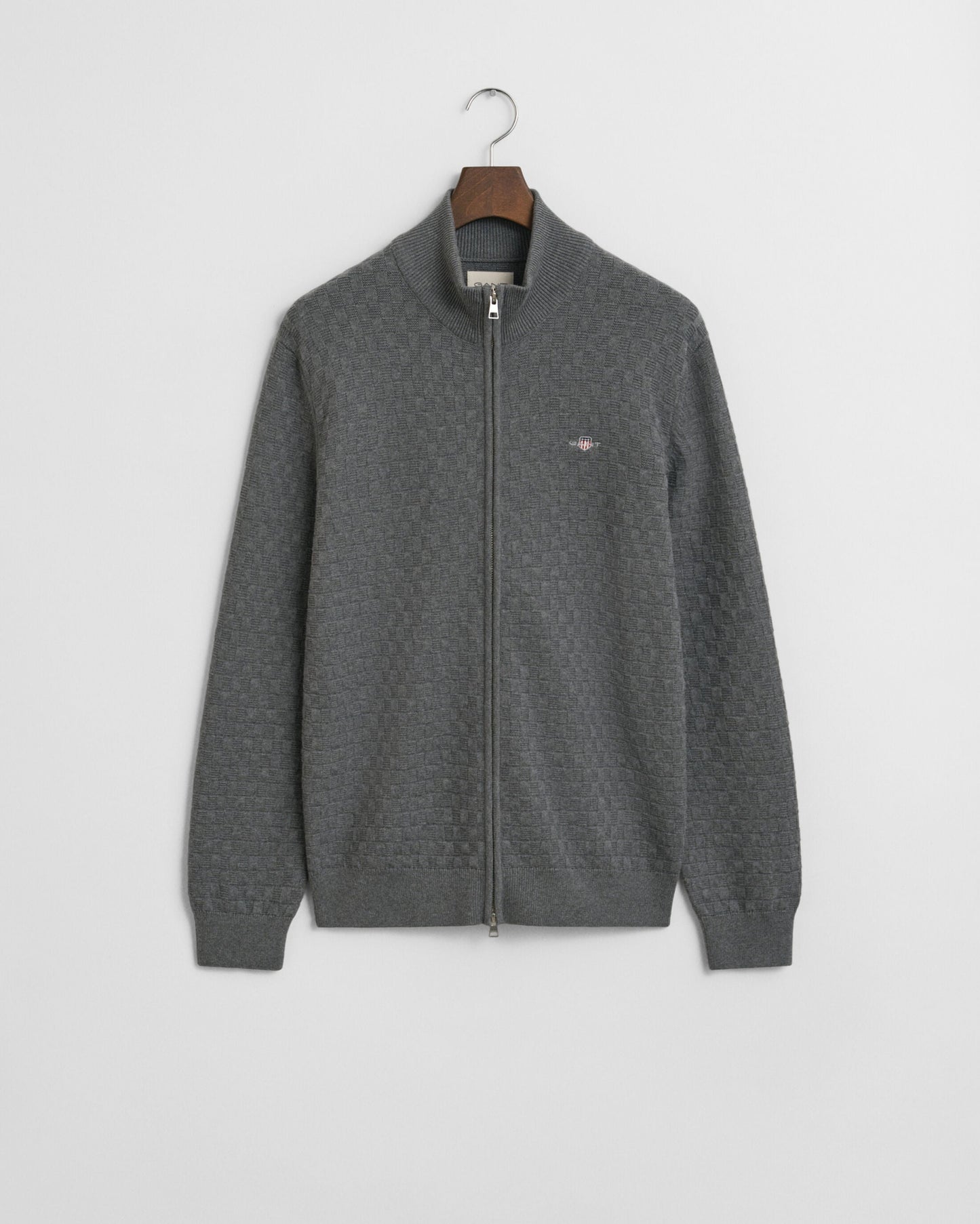 Ant Micro Texture Full-Zip  Sweater