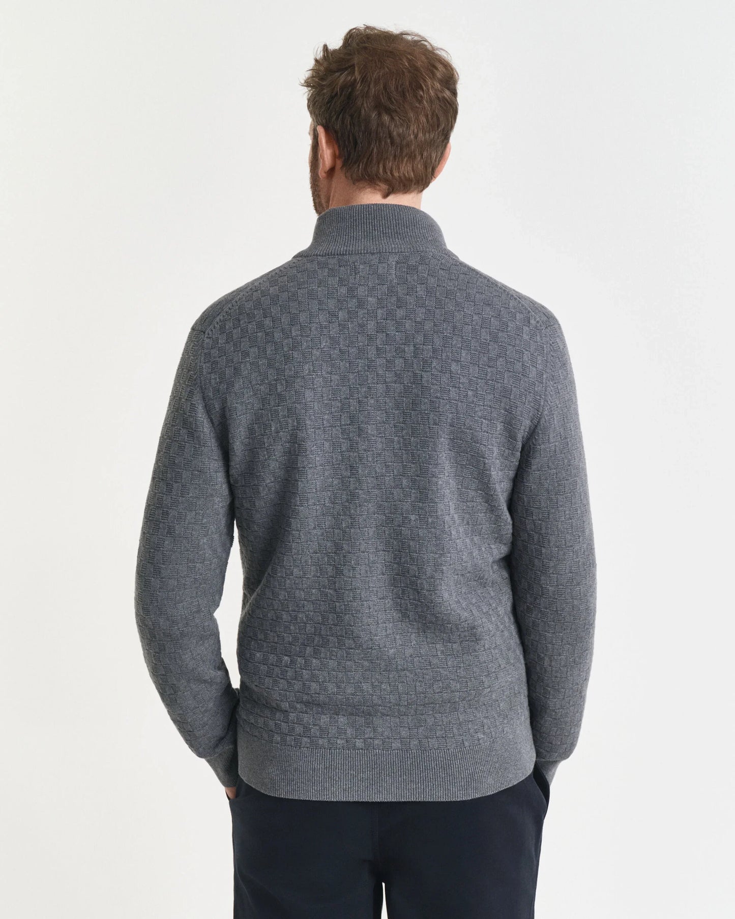 Ant Micro Texture Full-Zip  Sweater